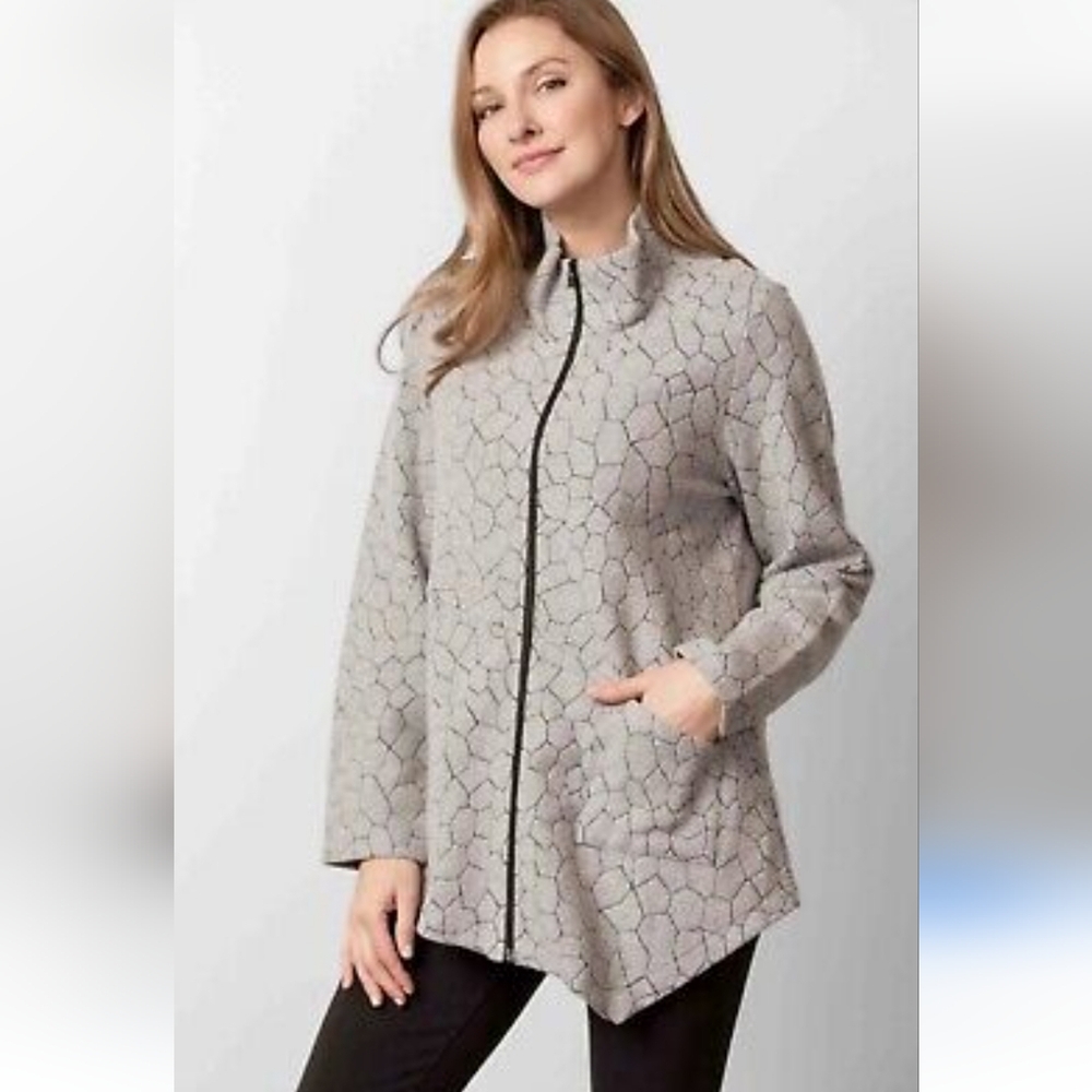 Habitat Asymetrical Cobblestone Pattern ZIP UP Jacket GREY LAGENLOOK sz S